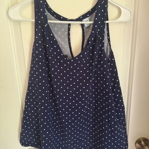 Old Navy Blue and White Dotted Tank Top Casual Classic Office Wear Preppy